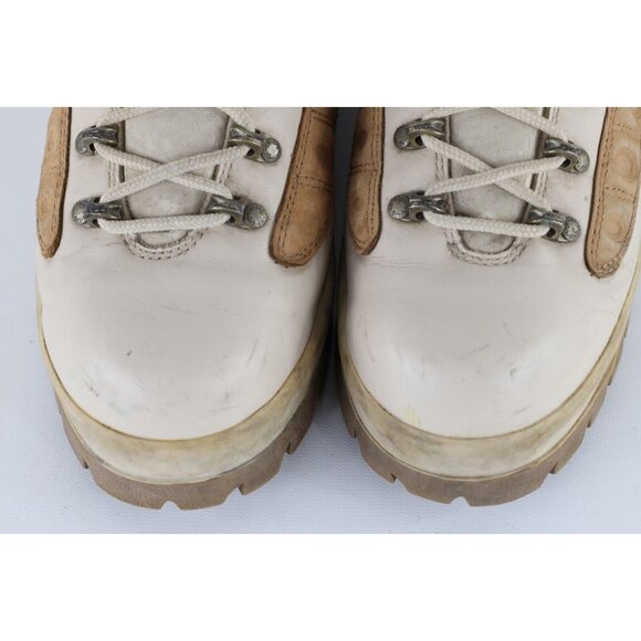 Vintage 90s Lugz Mens 10.5 Distressed Chunky Leather Low Top Boots Beige Wheat
